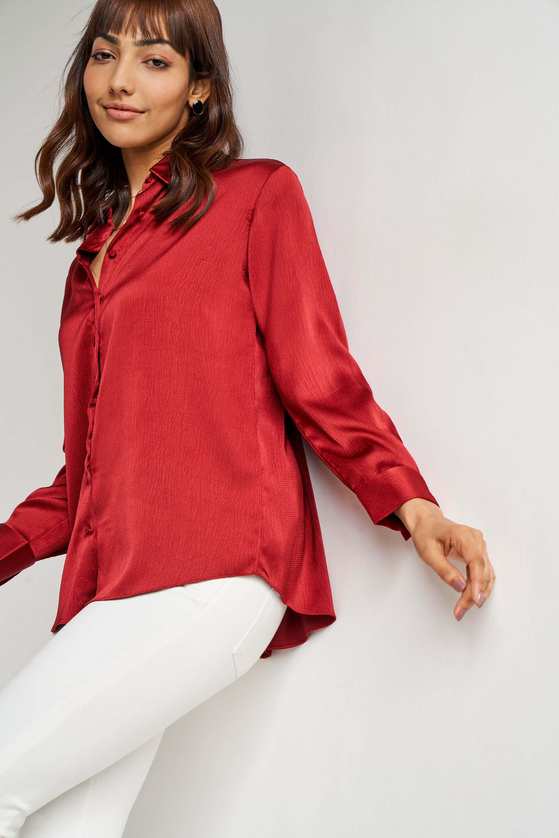 Red Solid Curved Top, Red, image 1